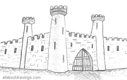 Medieval Castle Drawing Front View