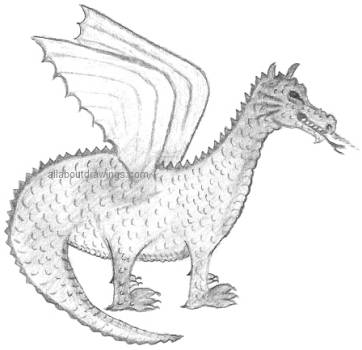 line drawings of dragons